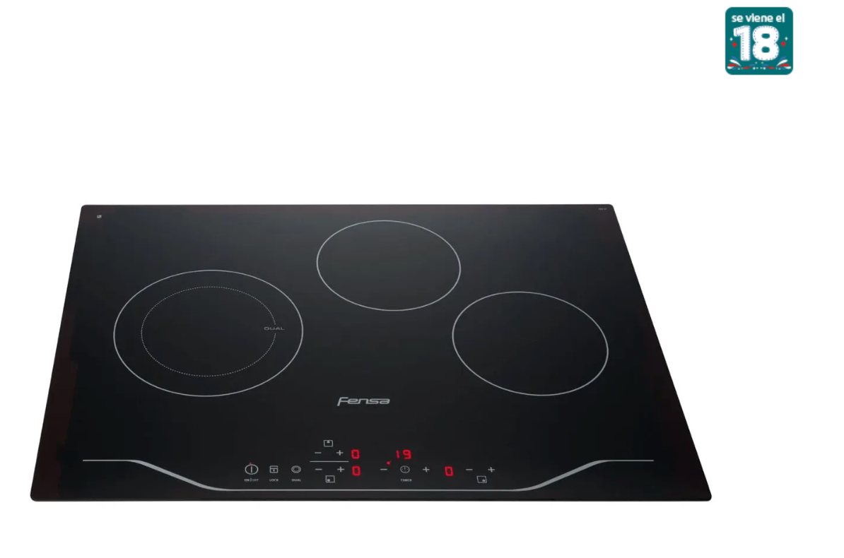Encimera Eléctrica 3 Platos Fensa Vitrocerámica y Panel Touch FEV 3T Negra