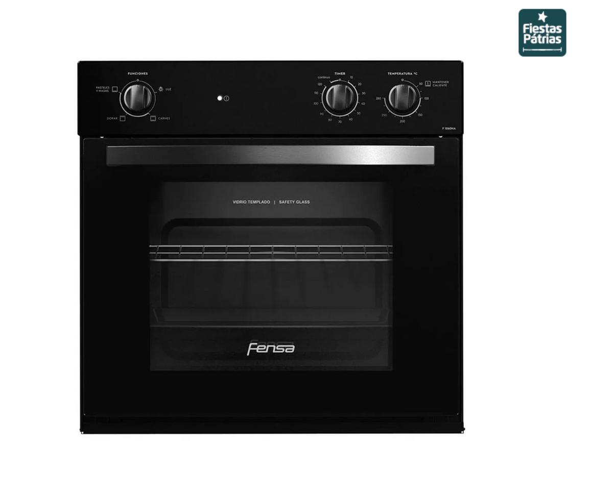 Horno Empotrable Eléctrico Fensa 66L Timer y Cavidad Esmaltada F 1060N A Negro