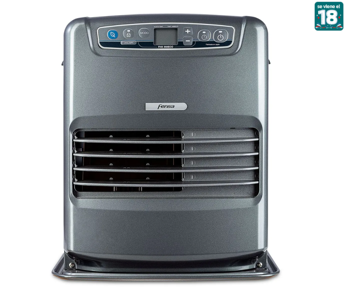 Estufa Parafina Láser Fensa 5 Litros 3,1Kw Panel Digital, Timer y Botón Eco FHK 950