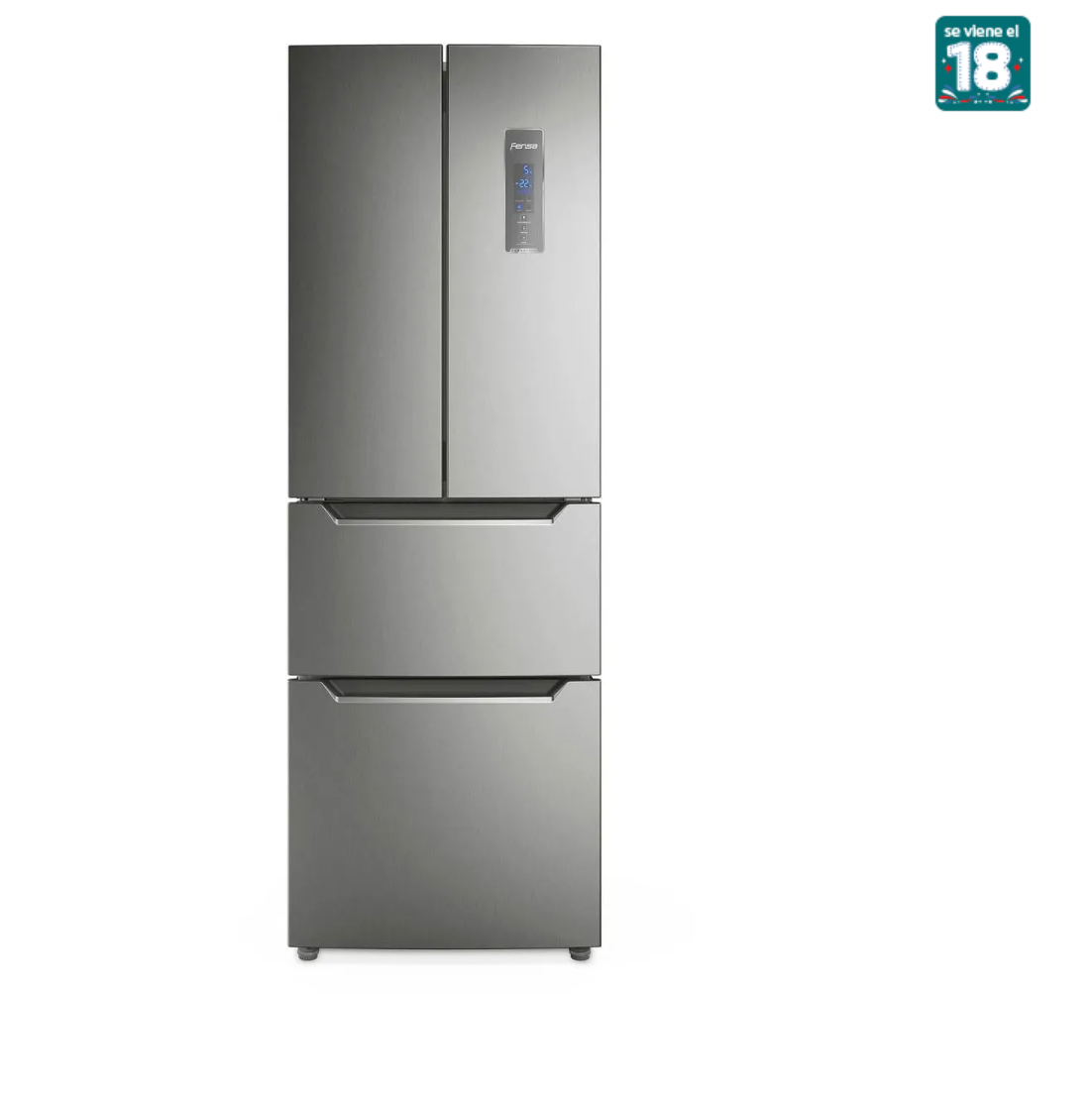 Refrigerador Fensa 320L No Frost 3 Puertas Inverter Cajón SuperFresh DM64S Inox
