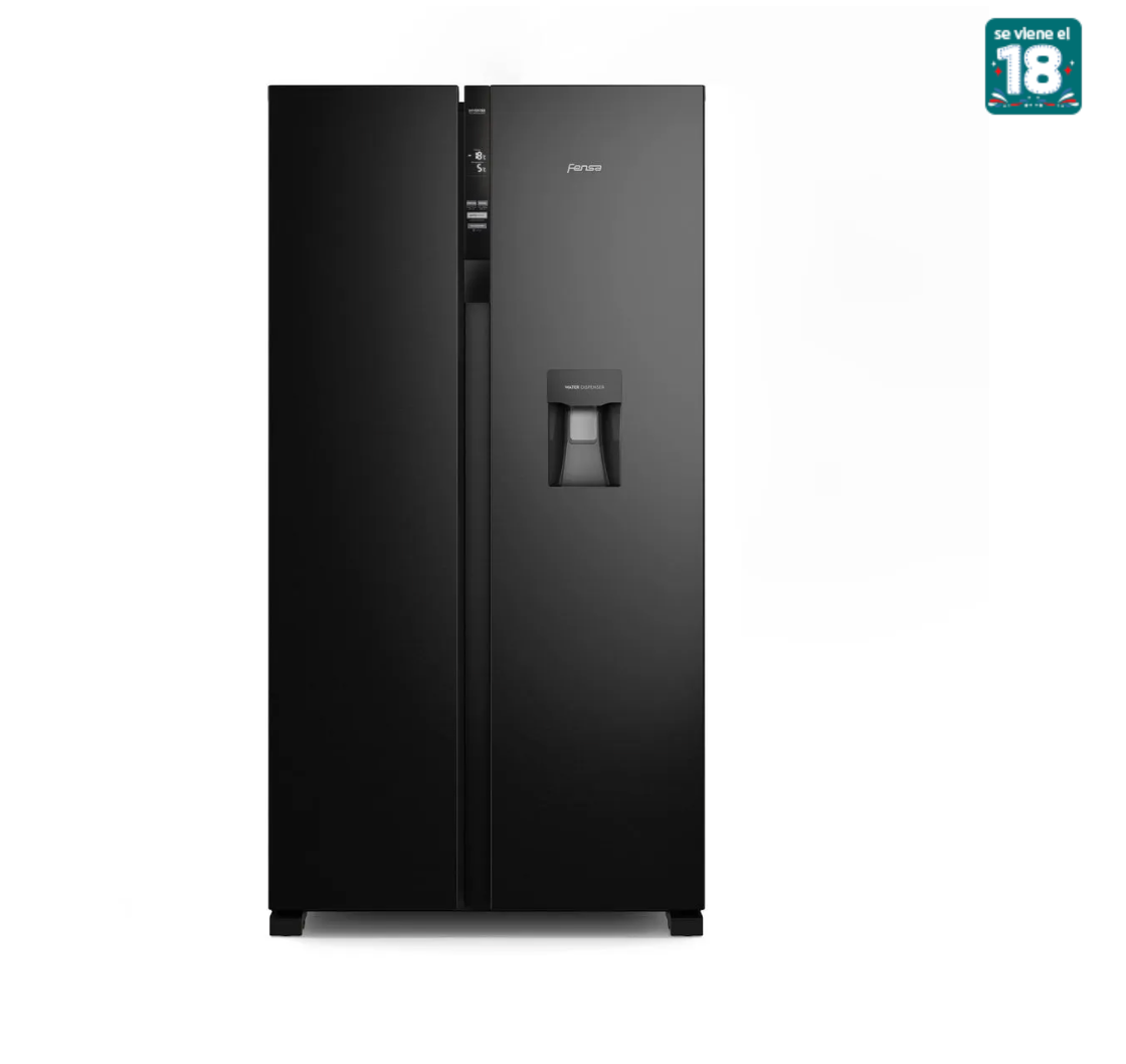 Refrigerador Fensa 436L No Frost Side By Side Inverter Dispensador de Agua SFX440B Negro